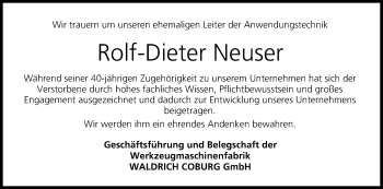 Anzeige von Rolf-Dieter Neuser von MGO