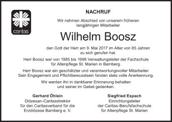 Anzeige von Wilhelm Boosz von MGO