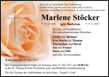 Anzeige von Marlene Stöcker von MGO