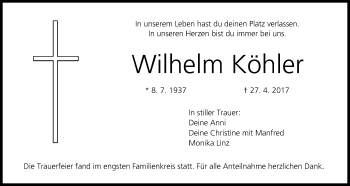 Anzeige von Wilhelm Köhler von MGO