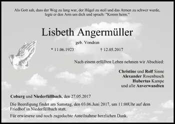 Anzeige von Lisbeth Angermüller von MGO