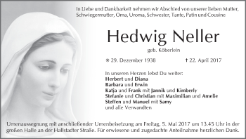 Anzeige von Hedwig Neller von MGO