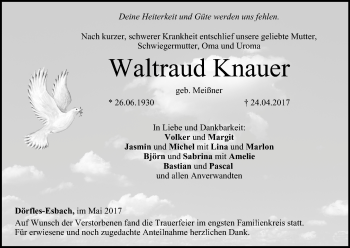 Anzeige von Waltraud Knauer von MGO