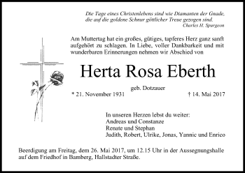 Anzeige von Herta Rosa Eberth von MGO