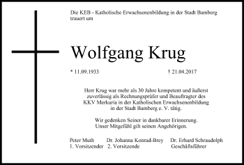 Traueranzeige von Wolfgang Krug