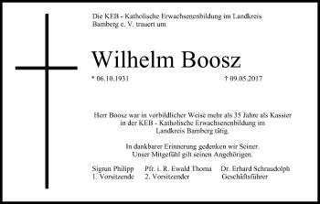 Anzeige von Wilhelm Boosz von MGO
