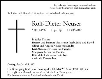 Anzeige von Rolf-Dieter Neuser von MGO