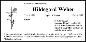 Anzeige von Hildegard Weber von MGO