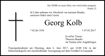 Anzeige von Georg Kolb von MGO