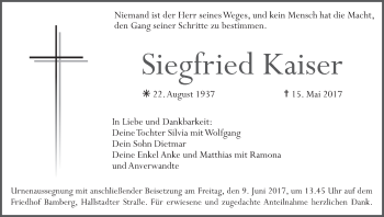 Anzeige von Siegfried Kaiser von MGO