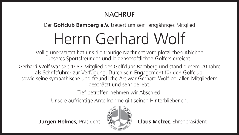  Traueranzeige für Gerhard Wolf vom 07.06.2017 aus MGO