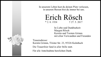 Anzeige von Erich Rösch von MGO