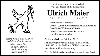 Anzeige von Ulrich Maier von MGO