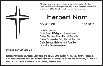 Anzeige von Herbert Narr von MGO