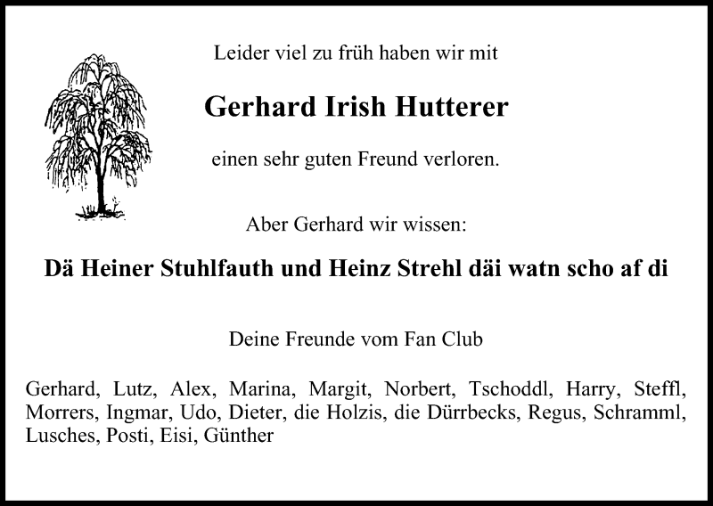  Traueranzeige für Gerhard Hutterer vom 23.06.2017 aus MGO