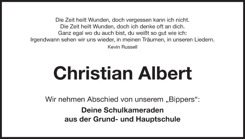  Traueranzeige für Christian Albert vom 06.07.2017 aus MGO