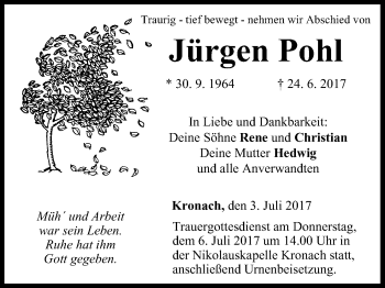 Anzeige von Jürgen Pohl von MGO