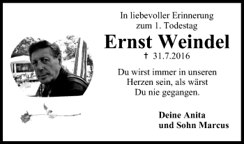 Anzeige von Ernst Weindel von MGO