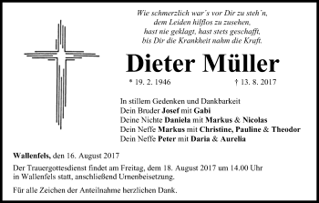 Anzeige von Dieter Müller von MGO