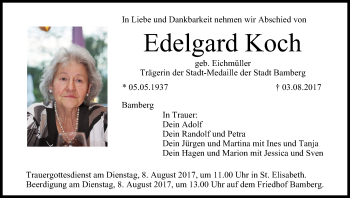 Traueranzeige von Edelgard Koch