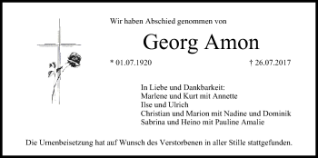 Traueranzeige von Georg Amon