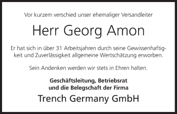 Traueranzeige von Georg Amon