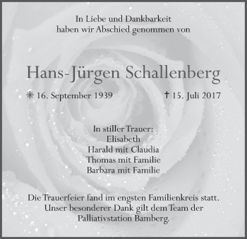 Anzeige von Hans-Jürgen Schallenberg von MGO