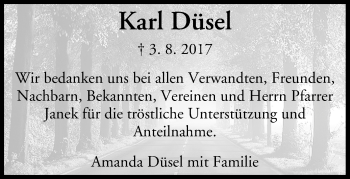 Traueranzeige von Karl Düsel