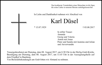 Traueranzeige von Karl Düsel