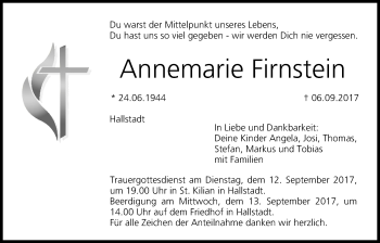 Traueranzeige von Annemarie Firnstein