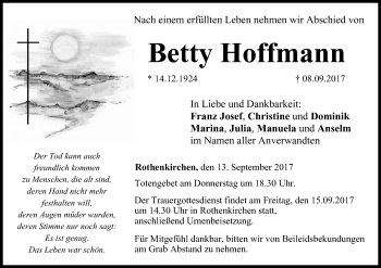 Anzeige von Betty Hoffmann von MGO