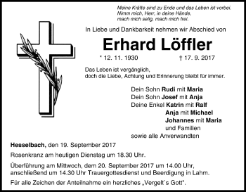 Anzeige von Erhard Löffler von MGO