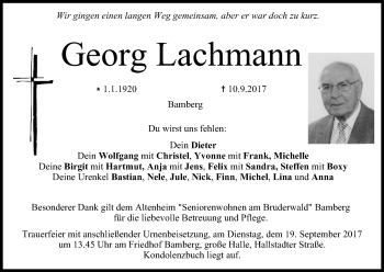 Anzeige von Georg Lachmann von MGO