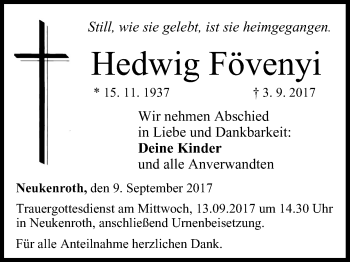 Anzeige von Hedwig Fövenyi von MGO
