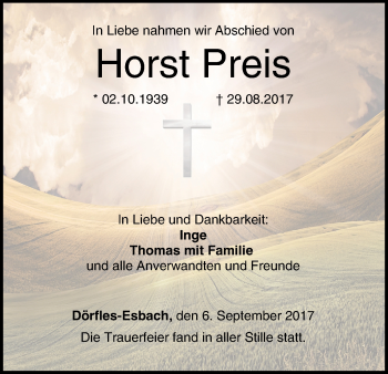 Anzeige von Horst Preis von MGO