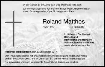 Anzeige von Roland Matthes von MGO