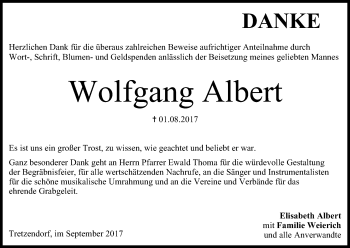 Anzeige von Wolfgang Albert von MGO