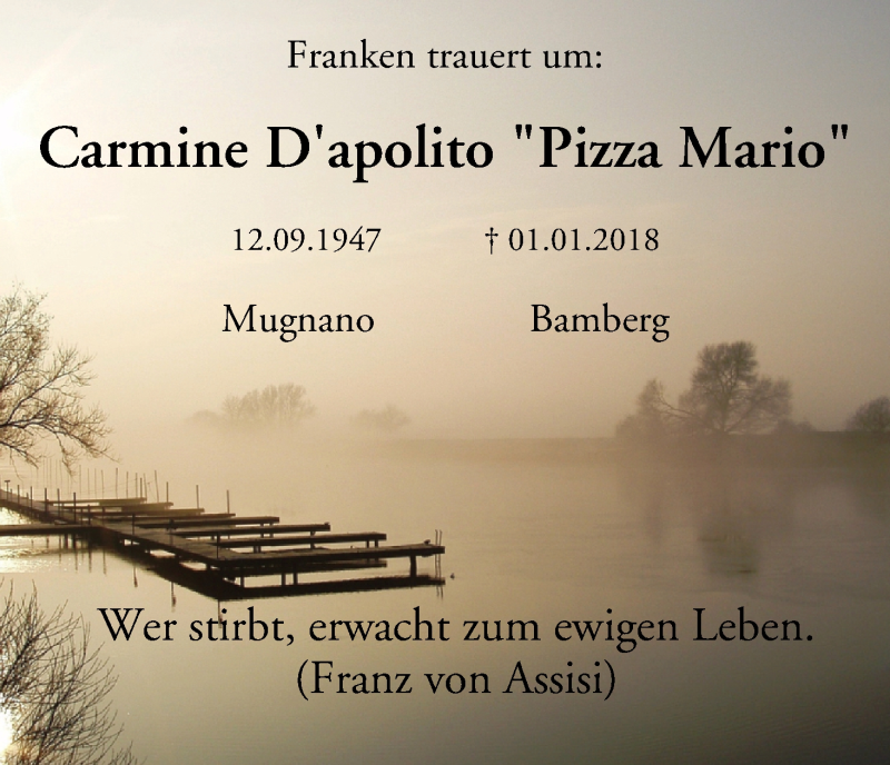  Traueranzeige für Carmine D'apolito vom 22.01.2018 aus 