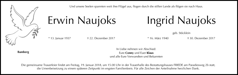  Traueranzeige für Ingrid Naujoks vom 16.01.2018 aus MGO