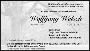 Anzeige von Wolfgang Welsch von MGO