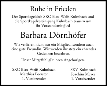 Anzeige von Barbara Dörnhöfer von MGO