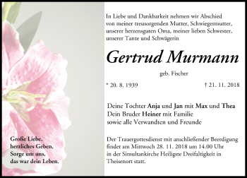 Anzeige von Gertrud Murmann von MGO