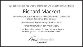 Anzeige von Richard Mackert von MGO