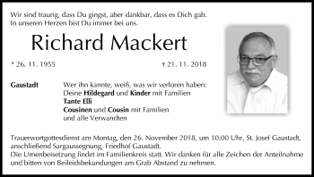 Anzeige von Richard Mackert von MGO