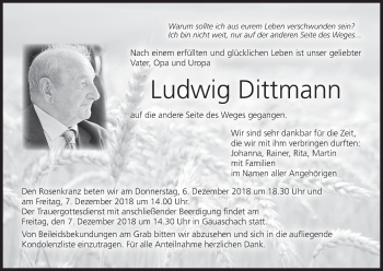 Anzeige von Ludwig Dittmann von MGO