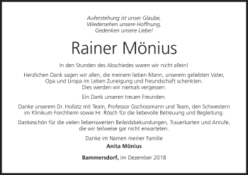 Anzeige von Rainer Mönius von MGO