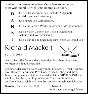 Anzeige von Richard Mackert von MGO