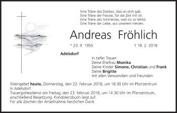 Anzeige von Andreas Fröhlich von MGO