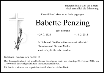 Anzeige von Babette Penzing von MGO