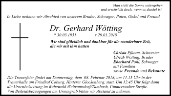 Anzeige von Gerhard Wötting von MGO